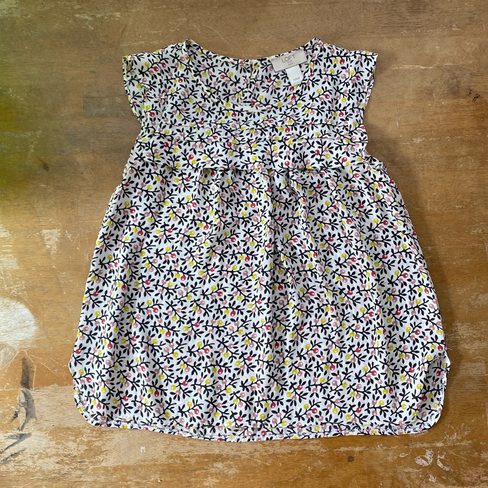 LOFT Pink and Blue Smocked Sundress with Flutter Cap Sleeves